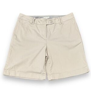 J. Jill Live In Chino Size 2 Bermuda Light Khaki Cuffed Stretch Shorts